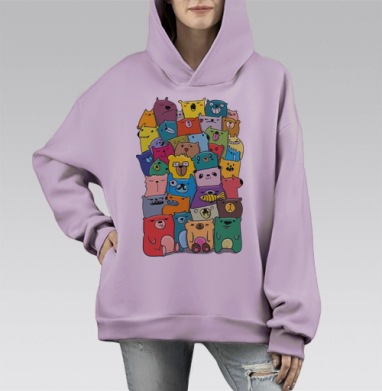 Медведудл, Hoodie Mono Fiolet, оверсайз, утепленная