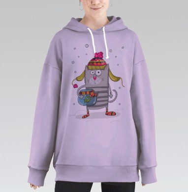 MEOW, Hoodie Long Oversize Fiolet