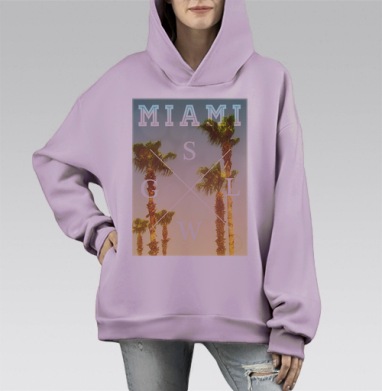 Miami, Hoodie Mono Fiolet, оверсайз, утепленная