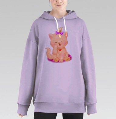 Милая киска котенок, Hoodie Long Oversize Fiolet