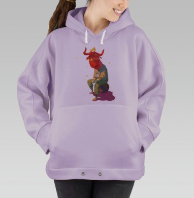 Красный бык в короне и бабочках, Hoodie Oversize Fiolet