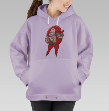 Современный Санта с тату в красном мешке, Hoodie Oversize Fiolet