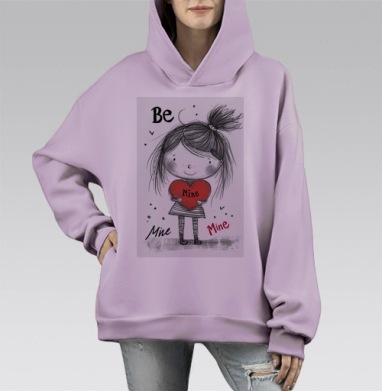 Мое сердце тебе, Hoodie Mono Fiolet, оверсайз, утепленная