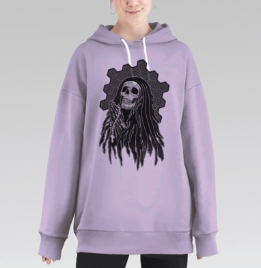 Скелет в монашеской мантии в молитве, Hoodie Long Oversize Fiolet