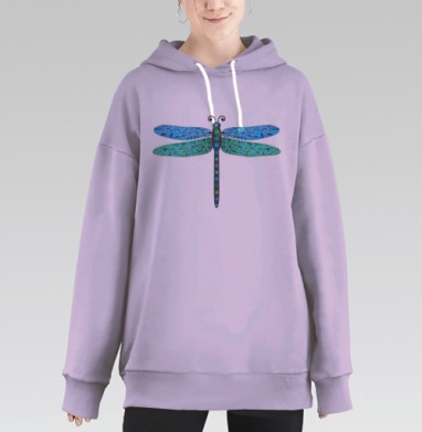 Мозаичная стрекоза, Hoodie Long Oversize Fiolet