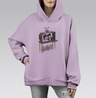 Мыльная опера, Hoodie Mono Fiolet, оверсайз, утепленная