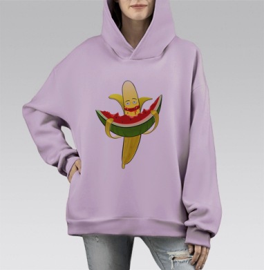 Мультифрукт, Hoodie Mono Fiolet, оверсайз, утепленная