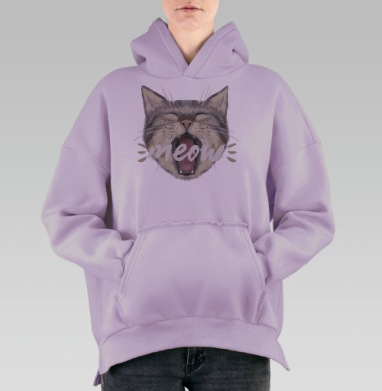 Мяуу, Hoodie Oversize Fiolet, утепленная