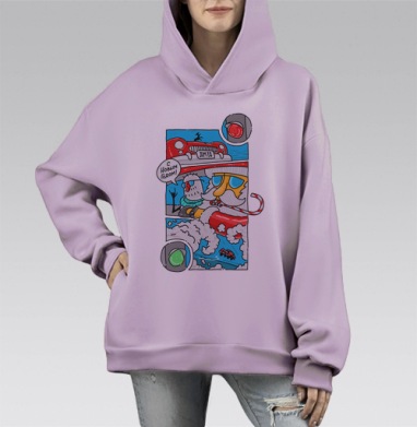 На Светофоре, Hoodie Mono Fiolet, оверсайз, утепленная