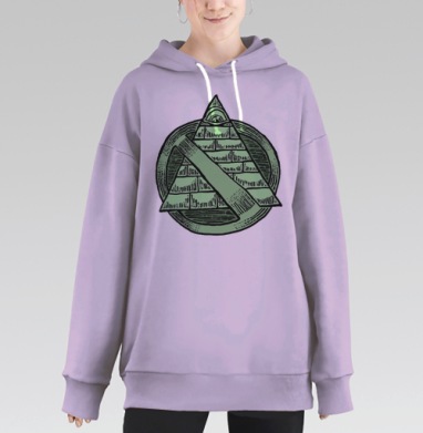 Эмблема с Пирамидой и Всевидящим Оком в Винтажном Стиле, Hoodie Long Oversize Fiolet