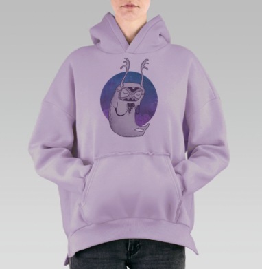 Сказочное существо в объятиях спокойствия, Hoodie Oversize Fiolet, утепленная