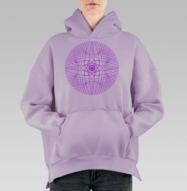 Генеративная мандала в стиле сакральной геометрии, Hoodie Oversize Fiolet, утепленная