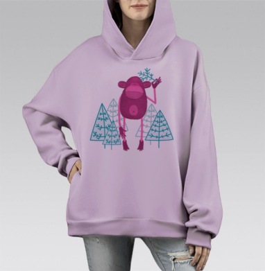 Обезьяна с приветом, Hoodie Mono Fiolet, оверсайз, утепленная