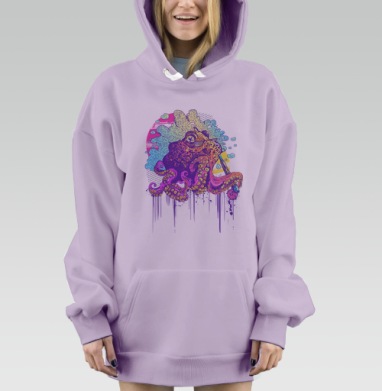 Крутой осьминог в солнечных очках с вейпом, Hoodie Mjhigh Dig Mel, Fiolet, утепленная