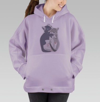 Нежные объятия двух котят — символ гармонии, Hoodie Oversize Fiolet