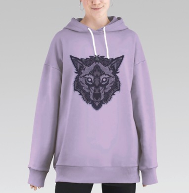 Оскалившийся волк, Hoodie Long Oversize Fiolet