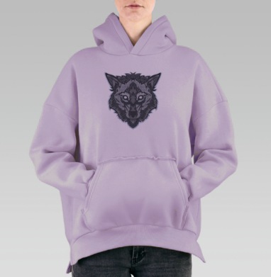 Оскалившийся волк, Hoodie Oversize Fiolet, утепленная