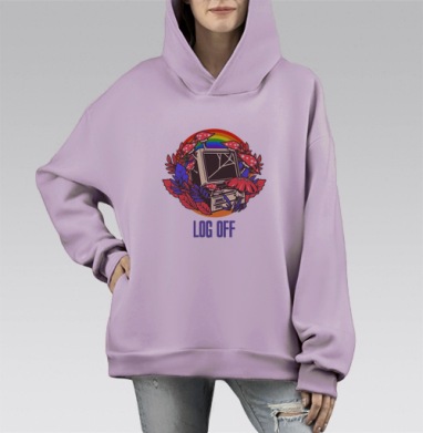 Отключись, Hoodie Mono Fiolet, оверсайз, утепленная