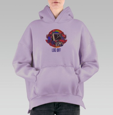 Отключись, Hoodie Oversize Fiolet, утепленная