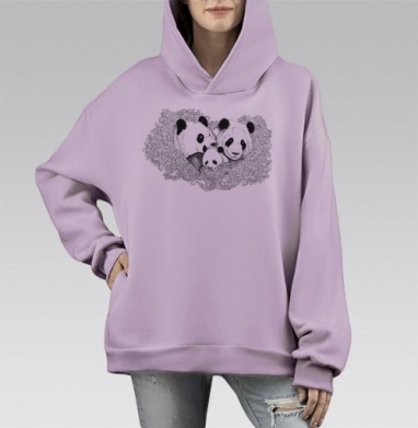 Панда, Hoodie Mono Fiolet, оверсайз, утепленная
