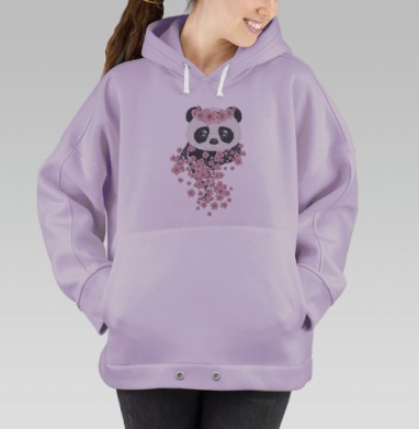 Очаровательная панда с венком сакуры, Hoodie Oversize Fiolet