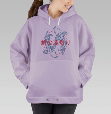 Карпы кои: символ силы и гармонии в красном и синем, Hoodie Oversize Fiolet