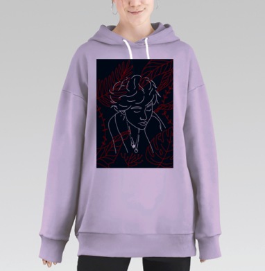 Медитация и природа в линии и цвете, Hoodie Long Oversize Fiolet