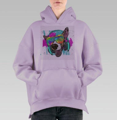 Энергичное преображение чихуахуа в модного тусовщика, Hoodie Oversize Fiolet, утепленная
