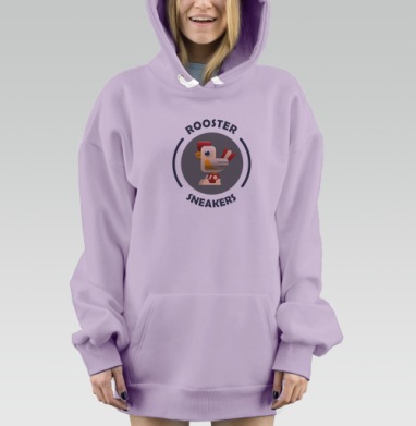 Логотип ROOSTER Sneakers с петухом в кроссовках, Hoodie Mjhigh Dig Mel, Fiolet, утепленная