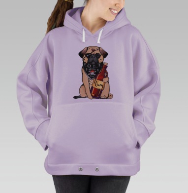 Pirate pug, Hoodie Oversize Fiolet