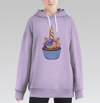 Волшебный капкейк «Голова единорога», Hoodie Long Oversize Fiolet