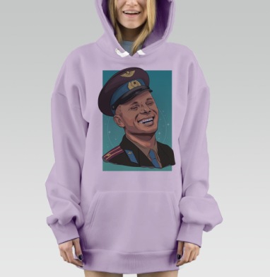 Поп арт иллюстрация советского героя смеющийся летчик космонавт, Hoodie Mjhigh Dig Mel, Fiolet, утепленная