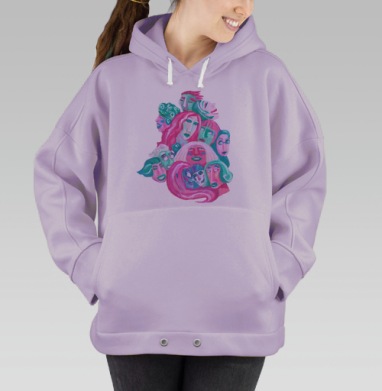 Женские лица: яркое многообразие эмоций, Hoodie Oversize Fiolet