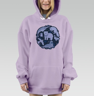 Идиллия арктической фауны в декоративном стиле, Hoodie Mjhigh Dig Mel, Fiolet, утепленная