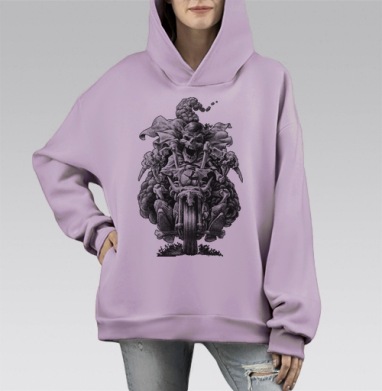 Призрачный гонщик, Hoodie Mono Fiolet, оверсайз, утепленная