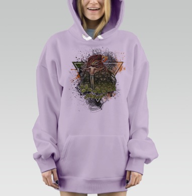 Человек с птичьей головой и корнями глаз, Hoodie Mjhigh Dig Mel, Fiolet, утепленная