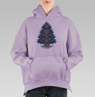 Психоделическая 3D Абстрактная Фигура, Hoodie Oversize Fiolet, утепленная
