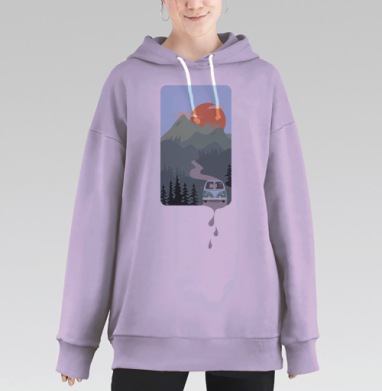 Путешествие автомобиля, Hoodie Long Oversize Fiolet