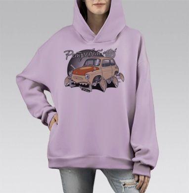 Ретробот, Hoodie Mono Fiolet, оверсайз, утепленная