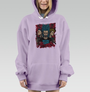 Футболка «WLYLYY» в стиле панк-рок и постапокалипсиса, Hoodie Mjhigh Dig Mel, Fiolet, утепленная