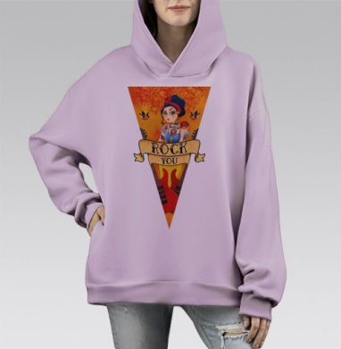 Рок принцесса, Hoodie Mono Fiolet, оверсайз, утепленная