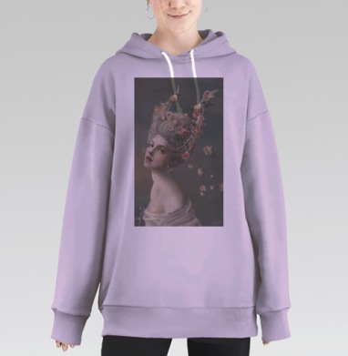 Женский портрет с прической в стиле «сада на голове», Hoodie Long Oversize Fiolet