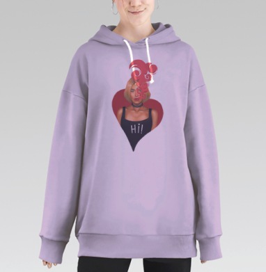 Дерзкий портрет в стиле e-girl с розовым дымом, Hoodie Long Oversize Fiolet
