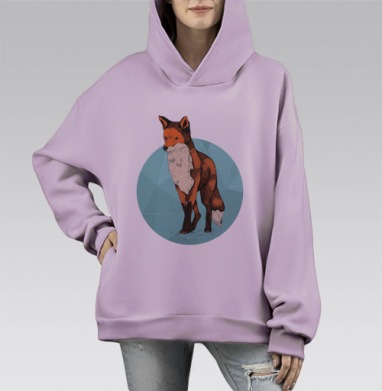 Самая Обычная Лиса, Hoodie Mono Fiolet, оверсайз, утепленная