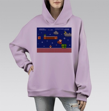 Santa Mario, Hoodie Mono Fiolet, оверсайз, утепленная
