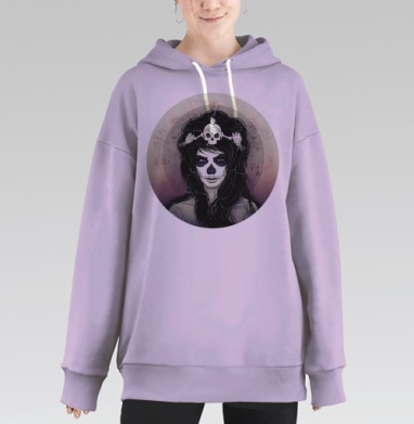 Santa Muerte, Hoodie Long Oversize Fiolet