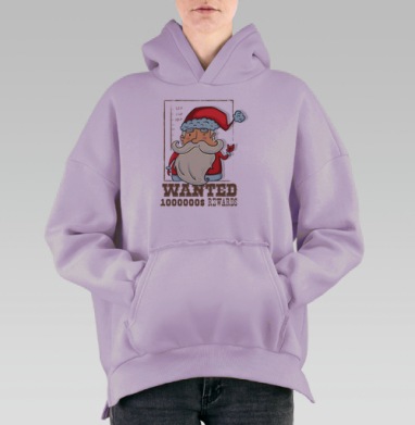 Santa wanted, Hoodie Oversize Fiolet, утепленная