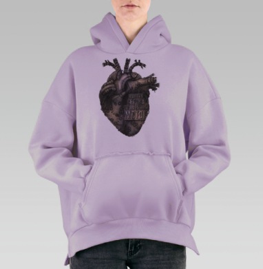 Стимпанк сердце – пламенный мотор жизни, Hoodie Oversize Fiolet, утепленная