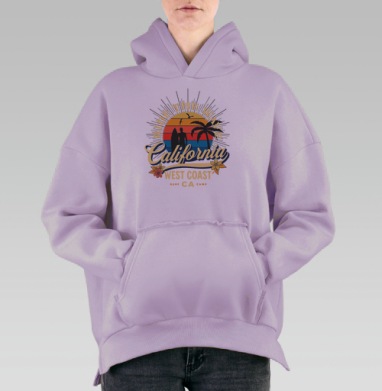 Серфинг на рассвете – Момент свободы и приключений, Hoodie Oversize Fiolet, утепленная