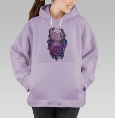 Мистический сфинкс с ловцом снов и перьями, Hoodie Oversize Fiolet